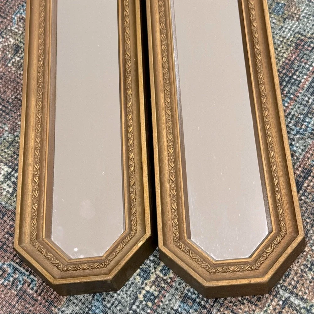 Homco Syroco Vintage  Rectangle Plaque Gold Bronze Tone Set of 2